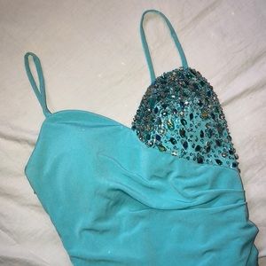 Aqua blue prom dress